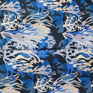 Blue and Beige Camouflage Fabric